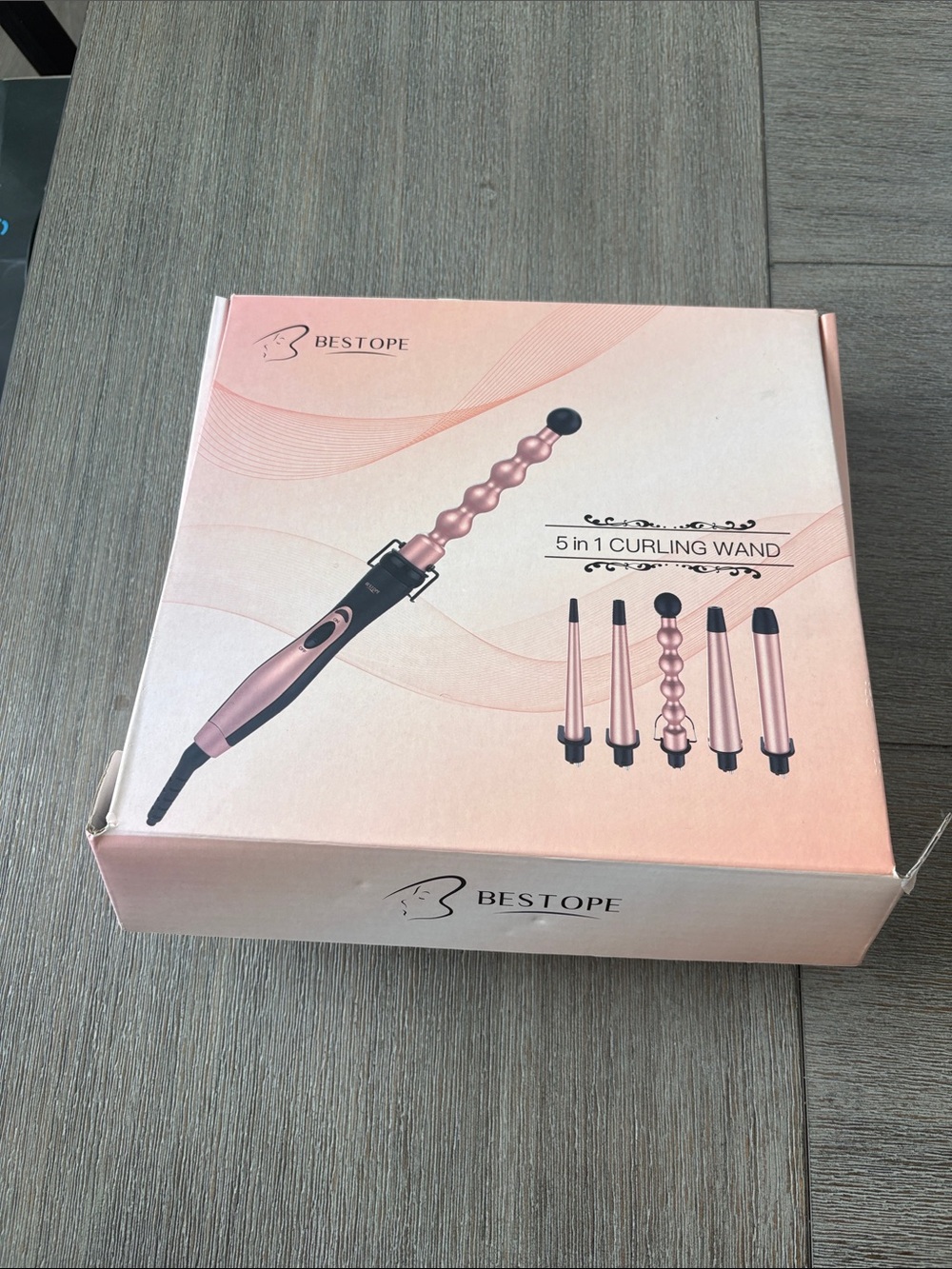 BESTOPE Rose Gold 5-in-1 Curling Wand Set